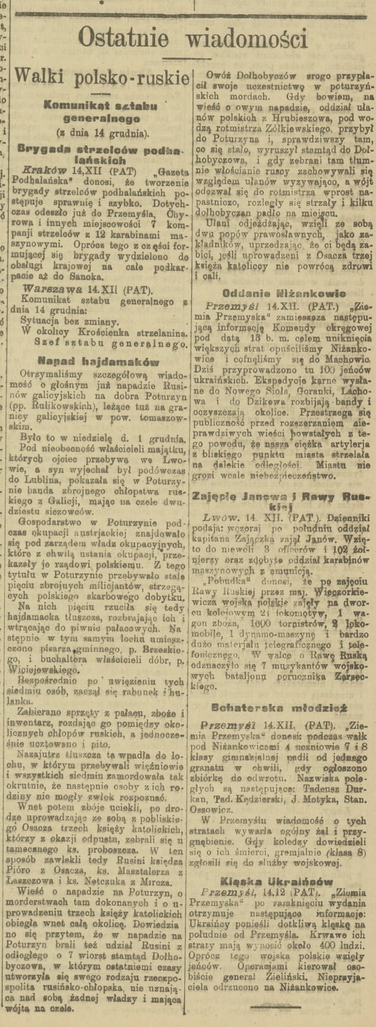 Zajście w Poturzynie z udziałem ks. Adolfa w 1918 r.